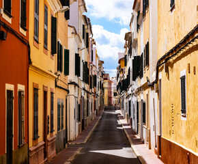 Narrow Ancient Street in Mahon, Menorca
