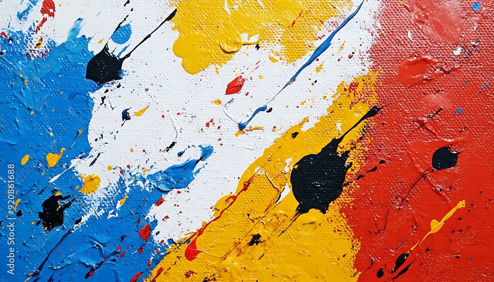 Poster Background with Vibrant Paint Splashes on Rough Canvas Surface