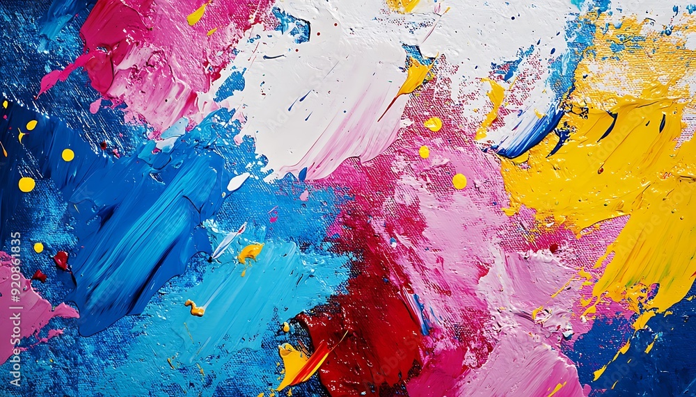 Poster Background with Vibrant Paint Splashes on Rough Canvas Surface