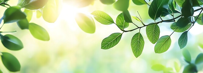 Close up of green leaves with blurred background.