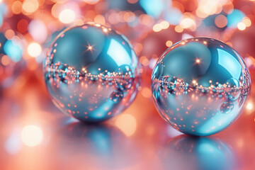 Christmas Ornament Balls with Reflective Light in Evening