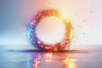 A circle with a bright gradient in the center. Light and brilliance flowed from the circle.