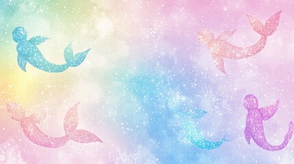 Fototapeta premium Cute pastel colorful glitter background for birthday party invitation. Little princess rainbow. 