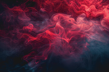 Obraz premium Dynamic smoke swirls dark red. Accented with neon blue textures and warm tones.