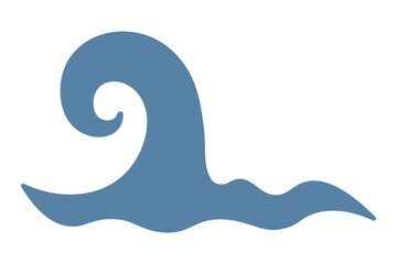 Blue wave. Tsunami. Water swirl. Color vector illustration. Isolated white background. Raging water. Sea storm. Flat style. Idea for web design.