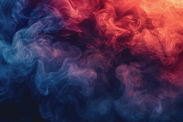 Fototapeta premium Dynamic smoke swirls dark red. Accented with neon blue textures and warm tones.