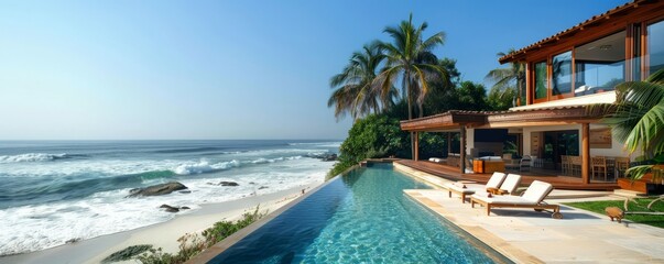 Fototapeta premium Beach house with a panoramic ocean view.