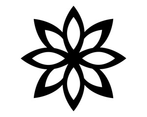 Flower with eight petals - vector silhouette image for stencil, logo or pictogram. Flower, plant for sign or icon