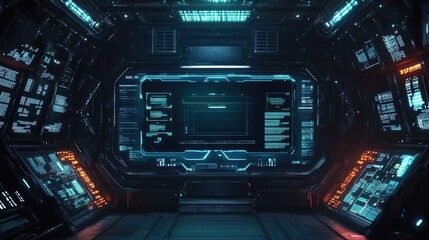 Fototapeta premium Futuristic Science Fiction Background User Interface Template. 