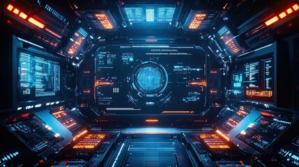 Fototapeta premium Futuristic Science Fiction Background User Interface Template. 