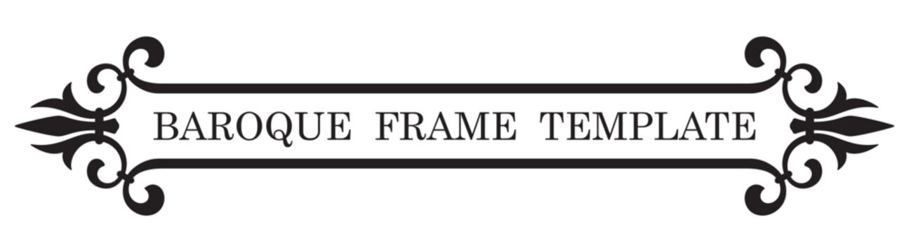 Vector baroque black headline border frame. Template. Isolated on white background.