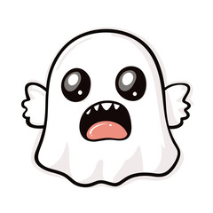 Fototapeta premium Kawaii Halloween Ghost - Adorable Spooky Character Illustration