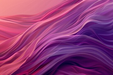 Fototapeta premium Vibrant abstract background with flowing purple, orange, and pink silk-like fabric textures creating a smooth, wavelike pattern.. Beautiful simple AI generated image