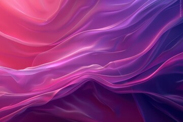 Obraz premium Vibrant abstract background with flowing purple, orange, and pink silk-like fabric textures creating a smooth, wavelike pattern.. Beautiful simple AI generated image