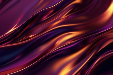 Obraz premium Vibrant abstract background with flowing purple, orange, and pink silk-like fabric textures creating a smooth, wavelike pattern.. Beautiful simple AI generated image