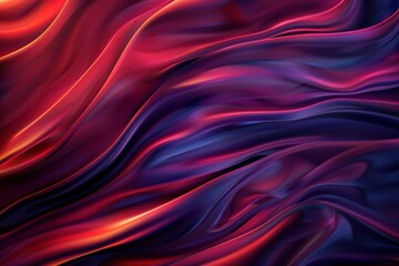 Obraz premium Vibrant abstract background with flowing purple, orange, and pink silk-like fabric textures creating a smooth, wavelike pattern.. Beautiful simple AI generated image