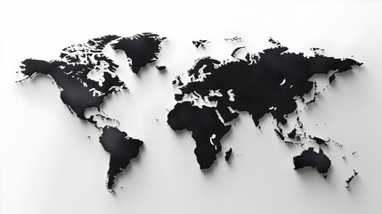 Sleek Minimalist World Map with Clean Linework on White Background