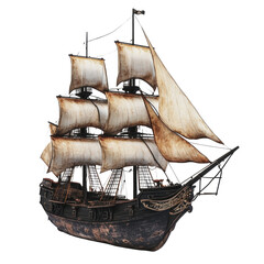 PNG Historic tall ship sailing on calm waters