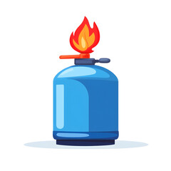 A blue gas cylinder with a visible flame, symbolizing energy, safety, and usage in various applications.