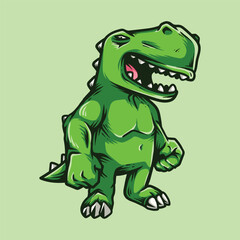 green colored dinosaur monster modern logo cartoon coloring vector vintage classic illustration style