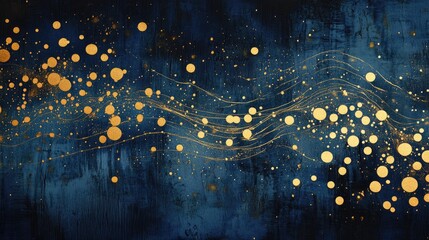 Naklejka premium Golden elements, Art, Geometry, Abstract, Color, Color mixing, Watercolor, Gold dots, Gold lines, Dark red, Golden brown 