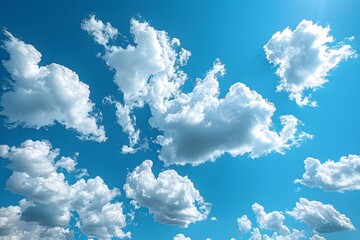 Fluffy White Clouds in Blue Sky - Perfect for Design, Print, Card, Poster