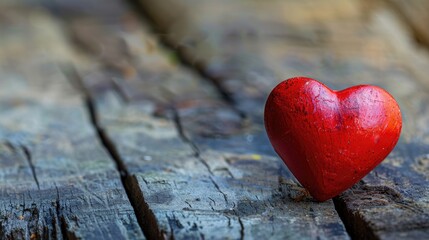 Obraz premium Red Heart on Rustic Wood