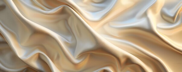 Obraz premium Draped Beige Satin Fabric with Smooth, Flowing Waves