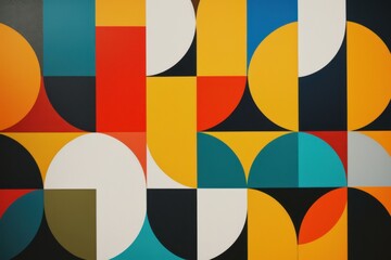 Bold Geometric Pattern with Vibrant Colored Abstract Shapes 