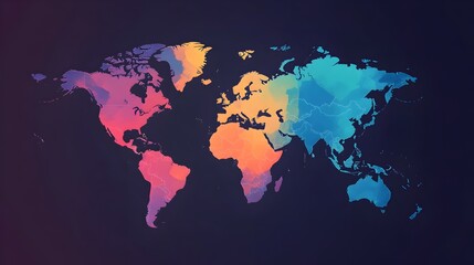 Fototapeta premium Vibrant Gradient World Map with Warm and Cool Tonal Transitions Across Continents and Regions