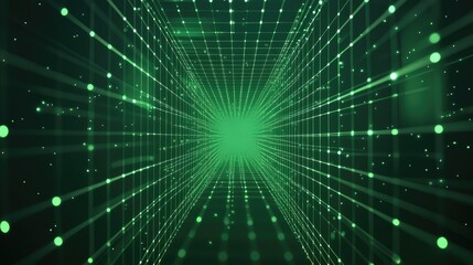 Obraz premium Green wireframe matrix cube for digital concept