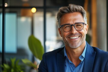 Obraz premium Successful mature businessman looking at camera with confidence