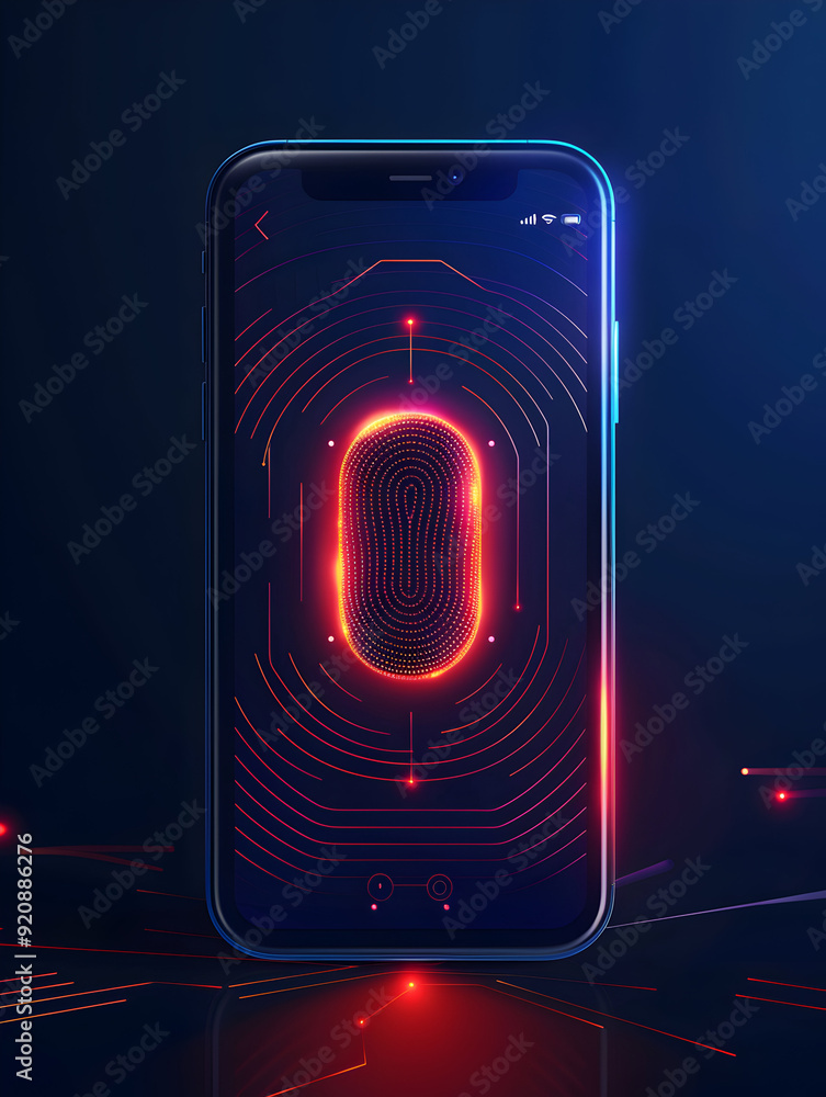 Poster modern smartphone biometric login concept with clean background space for text or design elements | 