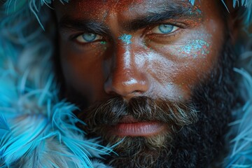 Close-up of mans face with glitter
