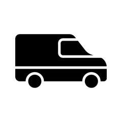 Van icon. Minibus. Black contour linear silhouette vector color editable