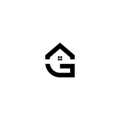 G latter logo house logo designs, real estate icon suitable for info graphics, websites and print media. Vector, flat icon, badges, labels, clip art. Line art style. Thin line design.