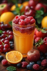 Fresh raspberry and orange juice