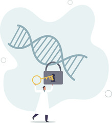 Personalized medicine with specific patient DNA research.flat design with people.