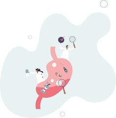 Gastroenterology as digestive system disorder diagnosis .Stomach doctor examination and checking for disorders.flat design with people.