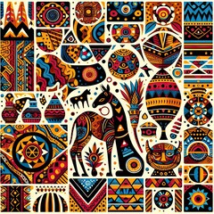 African cultural color patterns. vector illustration. AI generate