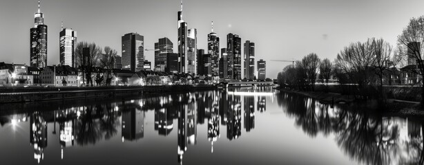 Naklejka premium A panoramic view of the skyline of Frankurt 