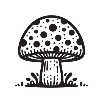 recommend clip art: Mushroom line art Vector Illustration