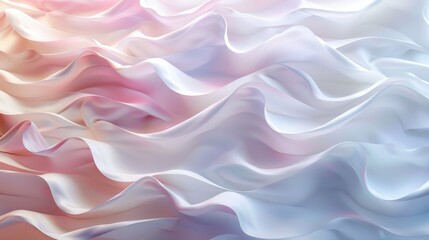 Fototapeta premium Delicate fabric cascades in waves of soft pastel colors, creating a serene and calming atmosphere