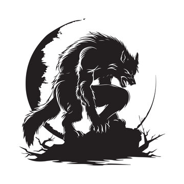 Werewolf silhouette ancient mythology fantasy image vector isolated on white background
