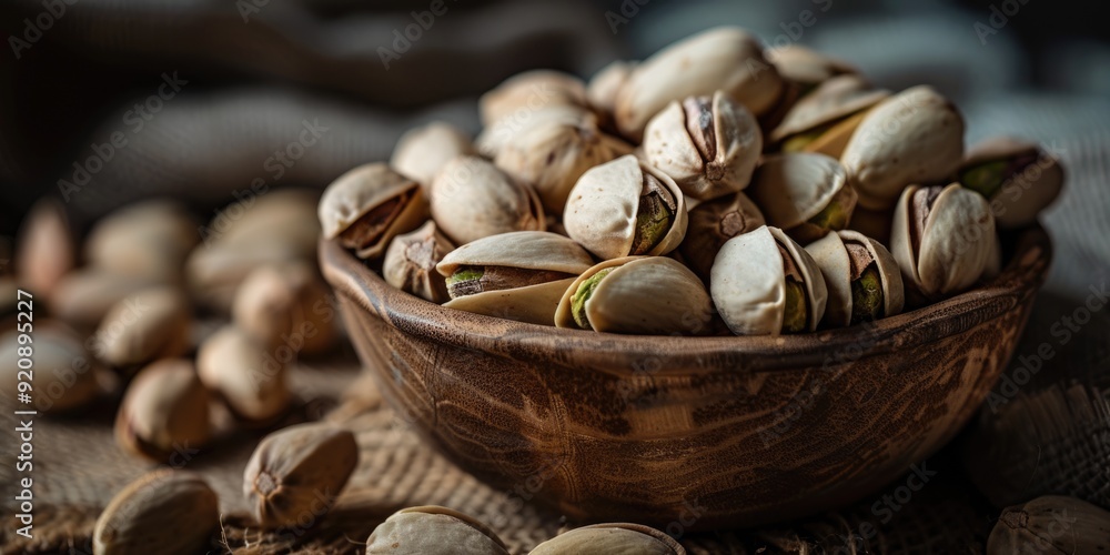 Sticker Delicious Crunchy Pistachio Snack in Bowl. Healthy and Natural Nutshell Food Concept