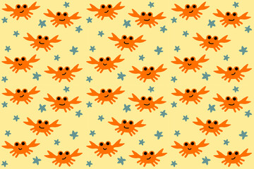 seamless happy crabs with starfish pattern