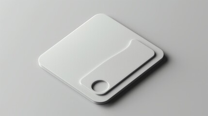 A close-up of a white, minimalist design. A square shape with rounded corners, made of layered pieces of cardboard.