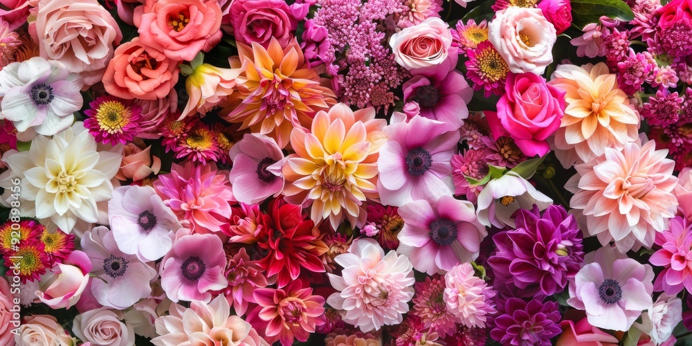 Poster a stunning array of colorful flowers that is perfectly suited for both nature enthusiasts and elegan