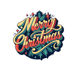 Merry Christmas typography design for t-shirt cartoon style