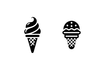 Ice cream set in silhouette style.